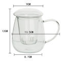 Caneca de chá Caneca de chá de vidro com filtro e copos com tampa